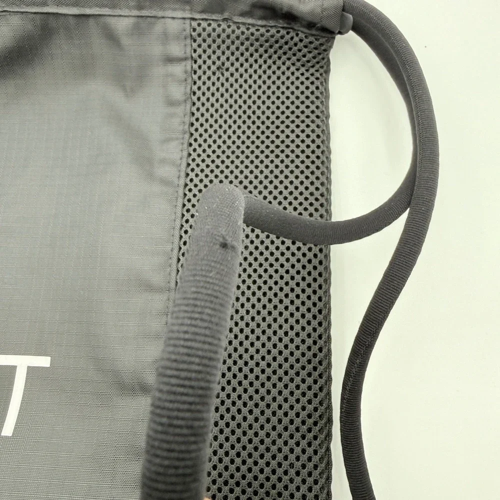 BYLT Drawstring Backpack Unisex M Black Front Zip Mesh Ripstop Gym Bag Sporty